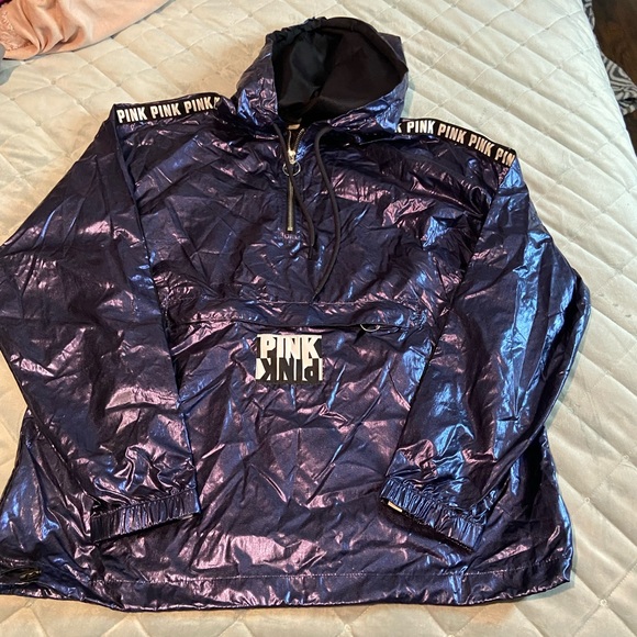 PINK Victoria's Secret Jackets & Blazers - Pink chrome blue windbreaker